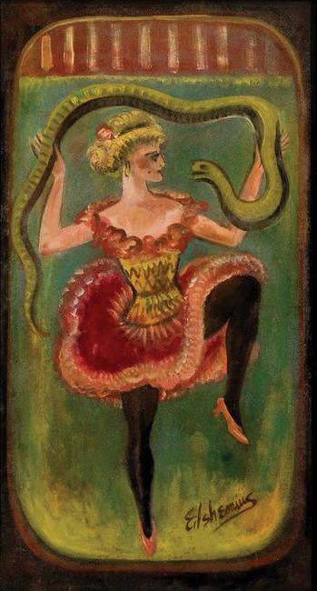 Louis Michel Eilshemius, Snake Dancer, c.  1916-1922, oil on canvas, 31.5 x 17 inches.  Ricco Maresca Gallery, New York, NY.