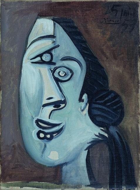 Pablo Picasso, Head of Women, 1953, Signed Picasso and dated 25 June 53 (upper right), Oil on canvas, 33 x 24 cm