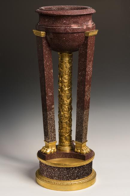 The Athénienne Murat , a Tripod vase in red Egyptian porphyry and gilt bronze, Paris, circa 1810