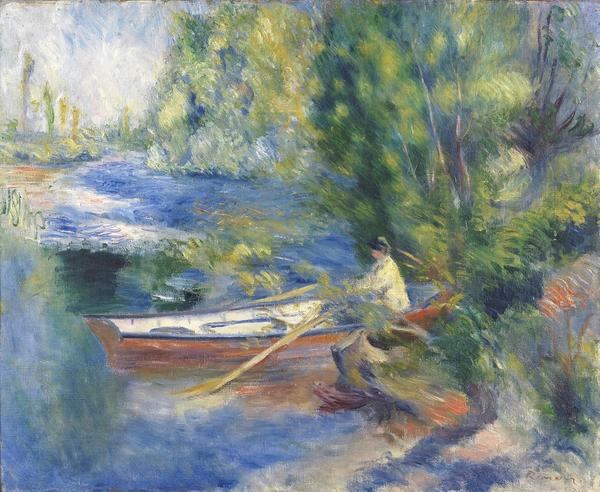 Pierre Auguste Renoir (Limoges 1841-1919 Cagnes-sur-Mer) Au bord de l’Eau.  Oil on canvas, 54.6 x 65.7 cm.  Signed lower right 'Renoir' 1885.