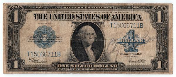 This 1923 silver certificate dollar bill, signed by the outlaws Bonnie and Clyde, is being sold online, at www.BidMayo.com.