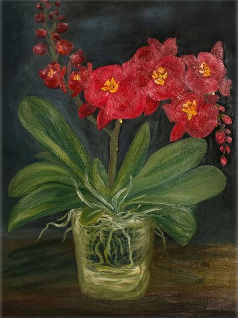 Dora Duran,Orchid, Oil on Canvas, 24'' x 18''