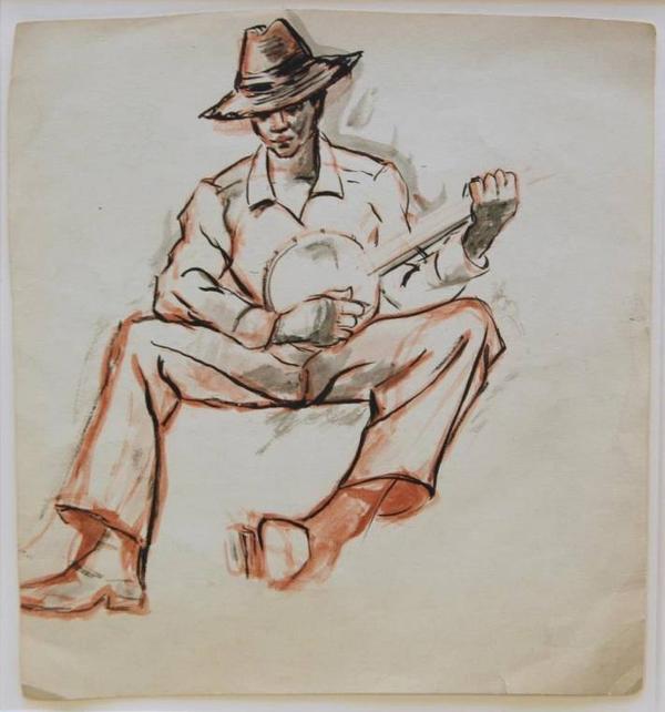 This original pastel painting by Dox Thrash, titled Banjo Player, will be auctioned on Dec.  21st.