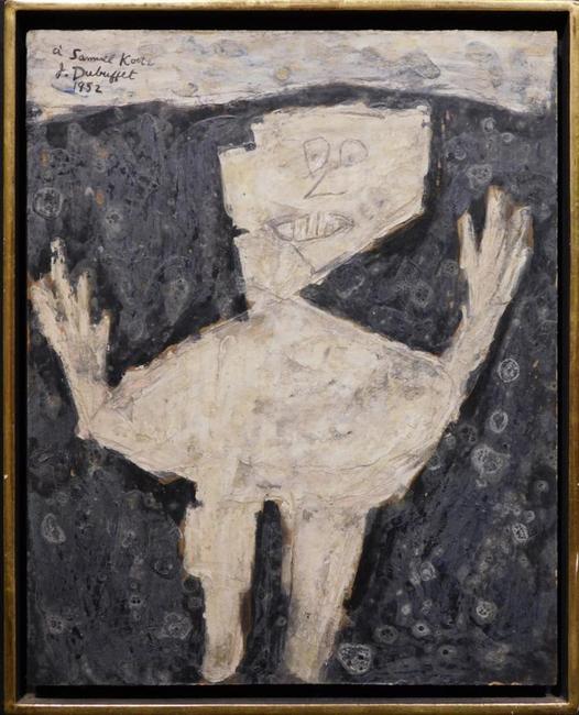 Framed oil on Masonite painting attributed to the French painter Jean Dubuffet (1901-1985), signed and dated 1952, with an inscription (est.  $80,000-$120,000).