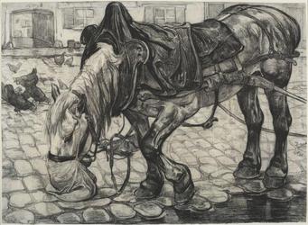 Pieter Dupont, Dutch, Horse, 1892.  Black pastel on off-white laid paper.  The Maida and George Abrams Collection, Fogg Art Museum, Harvard University, Cambridge, Massachusetts, Gift of George Abrams in honor of William W.  Robinson, Curator of Drawings (1988–2016) and in memory of Justice Ruth I.  Abrams (Radcliffe ’53, Harvard Law School ’56), 2021.85.