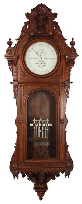 This extremely rare 1876 E.  Howard No.  47 wall-hanging astronomical regulator clock will be sold Saturday, Nov.  22, at Fontaine's Auction Gallery in Pittsfield, Mass.