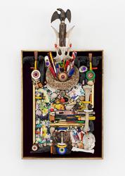 Alfonso Ossorio (1916-1990), "Eagle and Palette," 1967, congregation of mixed media on panel, 45 x 24 1/2 x 8 1/2 inches / 114.3 x 62.2 x 21.6 cm; © Robert U.  Ossorio Foundation 