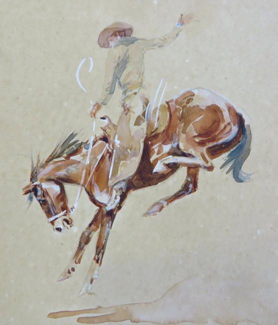 This original Buckin' Bronco rendering by Edward Borein (Am., 1872-1945), signed and framed, will be sold at auction May 23rd.