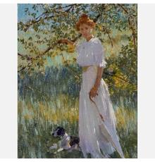 The sale will feature multiple offerings from Edward Dufner (American, 1871-1957), to include this oil on board painting titled Sunlit Portrait, 9 ¼ inches by 7 ¾ inches (est.  $2,000-$4,000).