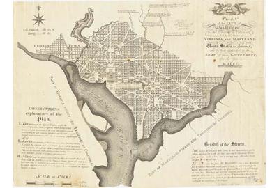 Andrew Ellicott, Plan of the City of Washington in the Territory of Columbia.  Philadelphia, 1792.  Image courtesy of Harvard Map Collection.  