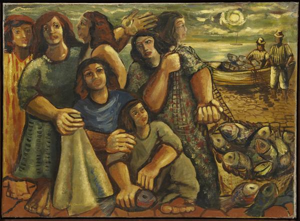 This oil painting by Emiliano di Cavalcanti (Brazilian, 1897-1976), titled Pescadores, is expected to hammer for $150,000-$250,000 at auction, July 26th-27th.