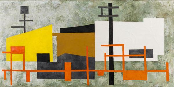  Louise Stanton (Illinois, 1915-2005), Industrial Abstract, Oil on Canvas