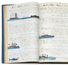 Exceptional illustrated journal covering a whaling voyage from Nantucket to the Pacific