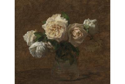 Henri Fantin-Latour, Six Roses Jaunes dans un Vase en Verre, 1903.  Est.  $200,000-400,000.  The Collection of Dorothea Benton Frank.  Lot 203.