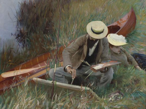 John Singer Sargent's "An Out-of-Doors Study" (1889), featuring artist Paul Helleu with his wife, Alice.  Part of the Met's "Sargent: Portraits of Artists and Friends" exhibition.