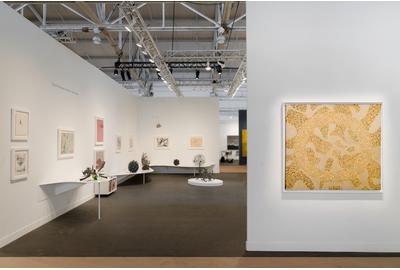 Installation view of "Claire Falkenstein & Postwar Abstraction," FOG Design+Art, San Francisco, California, January 19–22, 2023; © Michael Rosenfeld Gallery, New York, NY