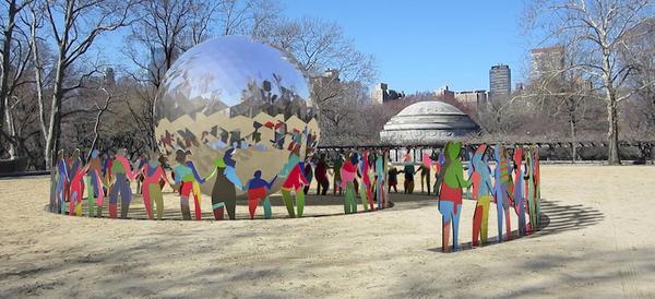 Enlightened Universe, Cristobal Gabarrón, 2015 awlgrip paint on stainless steel, stainless steel with faceted mirror finish, 20 feet 10 inches by 13 feet 16 inches