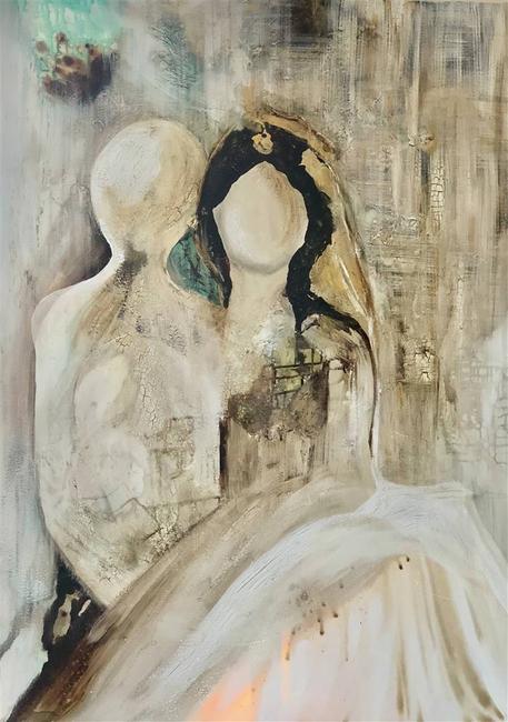 Fariba Baghi, Ceremony, Mixed Media on Canvas, 48" x 36"