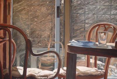 Farshid Razavi, Moments of Life, Light in Family Room, Acrylic on Canvas, 48''x 36''