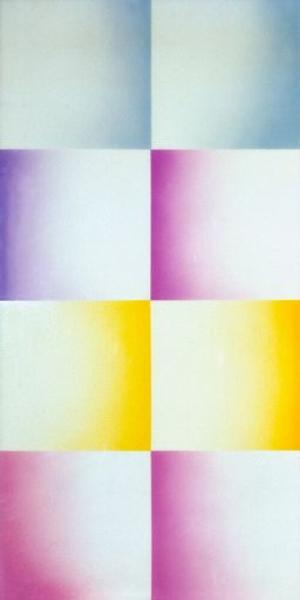 Judy Chicago, Flesh Fan, 1971.  Sprayed acrylic lacquer on acrylic, 60 x 120 inches.