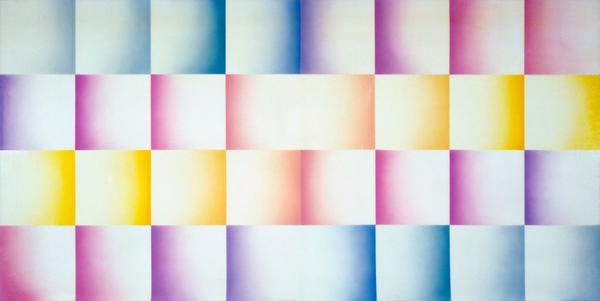 Judy Chicago, Flesh Fan, 1971.  Sprayed acrylic lacquer on acrylic, 60 x 120 inches.