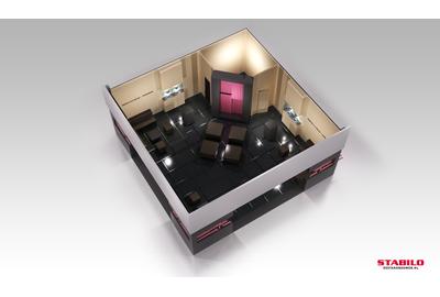 Rendering of the AXA Art Lounge space at TEFAF 2011.