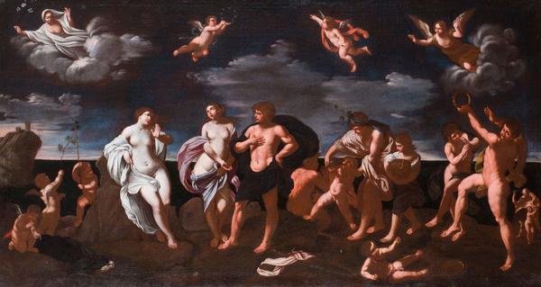 Rediscovered copy of Guido Reni’s destroyed masterpiece ‘Bacchus and Ariadne on the Island of Naxos’ Giovanni Francesco Romanelli, 1642.  Courtesy of Ottocento Ltd.  © Ottocento Ltd