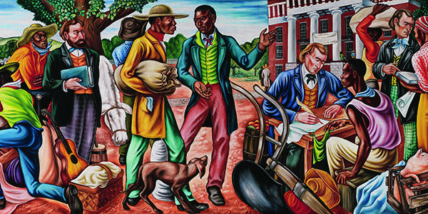 Hale Woodruff (American, 1900–1980) Opening Day at Talladega College, 1942.  Oil on canvas.  Collection of Talladega College, Talladega, Alabama