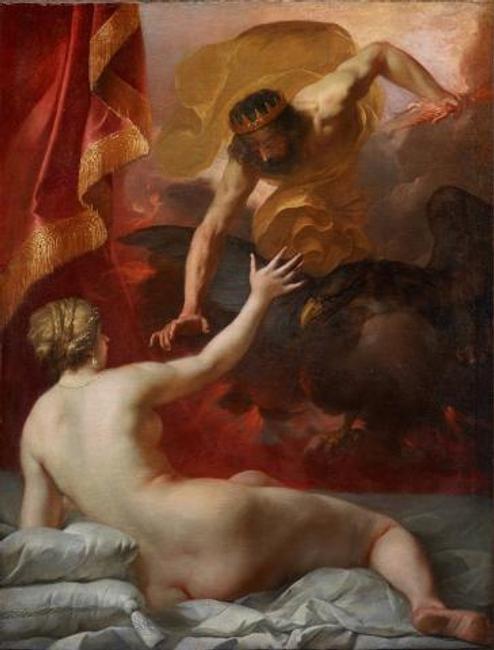 Jacques Blanchard, Zeus and Semele, c.  1632, oil on canvas, Dallas Museum of Art, Foundation for the Arts Collection, gift of Mr.  and Mrs.  Thomas C.  Campbell, 2017.42.FA