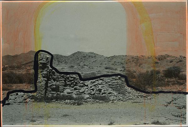 Huma Bhabha (Pakistani, born Karachi, 1962) Untitled, 2010, ink on black and white photograph.