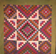 BOWMANSVILLE MENNONITE PIECED STAR, an unusual version in wool of a pattern favored by a S.E.  Penn.  community.