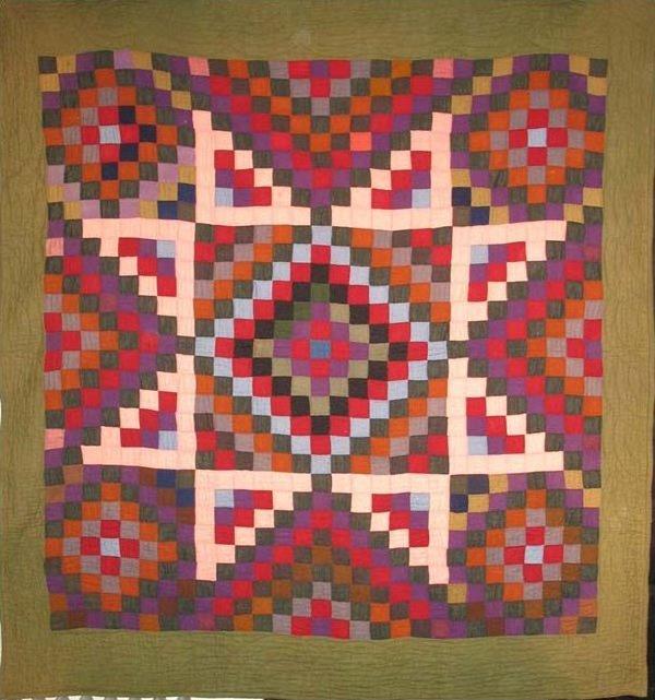 BOWMANSVILLE MENNONITE PIECED STAR, an unusual version in wool of a pattern favored by a S.E.  Penn.  community.