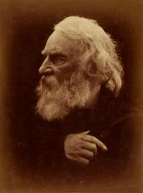 Julia Margaret CAMERON (English, born in India, 1815-1879) Henry Wadsworth Longfellow, 1868.  Albumen print from a wet collodion negative, 35.5 x 26.3 cm.