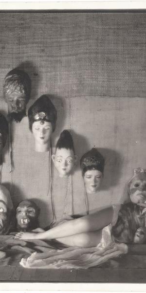 Untitled (Fay Wray with Masks) circa 1928.  William Mortensen (1897 - 1965, American) Silver Print 