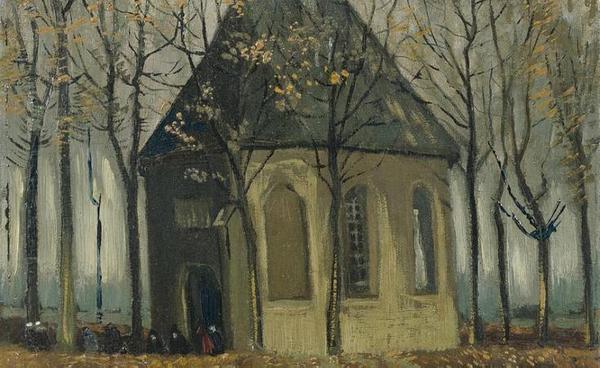 Detail of Van Gogh's Congregation leaving the Reformed Church in Nuenen from 1884/85.