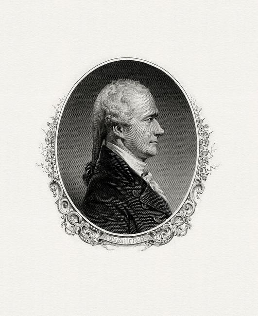 A Bureau of Engraving and Printing portrait of Alexander Hamilton as Secretary of the Treasury.