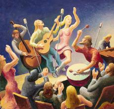 Thomas Hart Benton, “Youth Music - Study”, 1973.  Oil on board, 14 ¼ x 17 ¾ inches.  