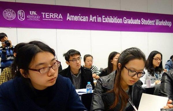 Graduate students in art history from Peking University, Tsinghua University, and the Central Academy of Fine Arts participate in a Terra Foundation-supported workshop prior to the November 2013 international conference on American art at Tsinghua University, in Beijing.  