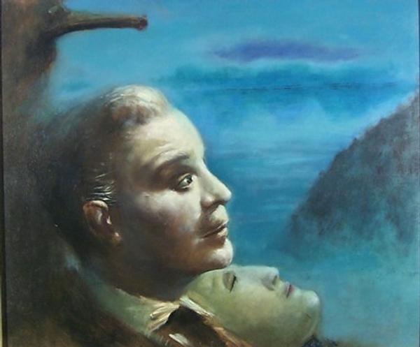 Guy Pène du Bois, War Thoughts, 1953, oil on panel, 18 ⅛ x 21 ⅝ inches.