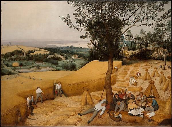 Pieter Bruegel the Elder (Netherlandish, Breda (?) ca.  1525–1569 Brussels) The Harvesters.  1565.  Oil on Wood.  Overall, including added strips at top, bottom, and right, 46 7/8 x 63 3/4 in.