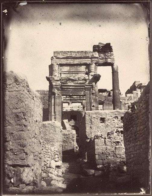 Temple of Bel, cella entrance, Louis Vignes, 1864.  Albumen print.  8.8 x 11.4 in.  (22.5 x 29 cm).  The Getty Research Institute.