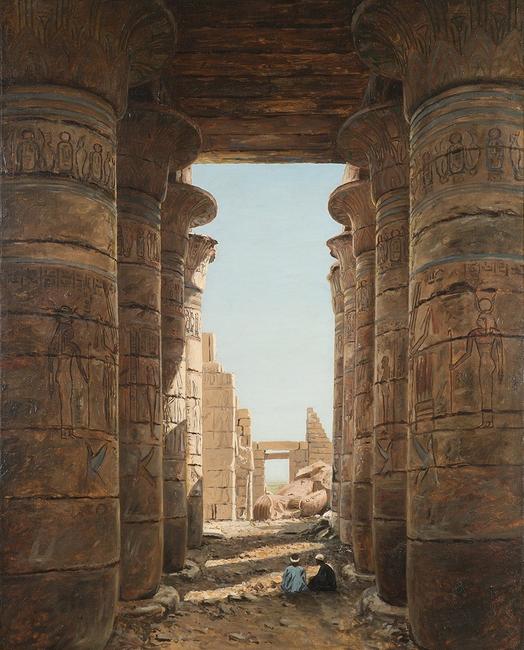 Lockwood de Forest (1850-1932) Ramesseum at Thebes, Egypt, circa 1876, oil on canvas, 37 1/8 x 29 2/8 inches 