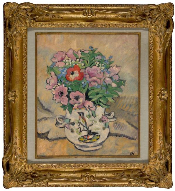 Louis Valtat 1869 - 1952, LES ANEMONES, signed with initials, oil on canvas, 46.2 by 38.1cm.; 18 by 15in.