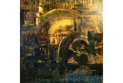 Fleur Cowgill, Butrint Lion Gate, Oil & Mixed Media on Canvas, 39'' x 39''