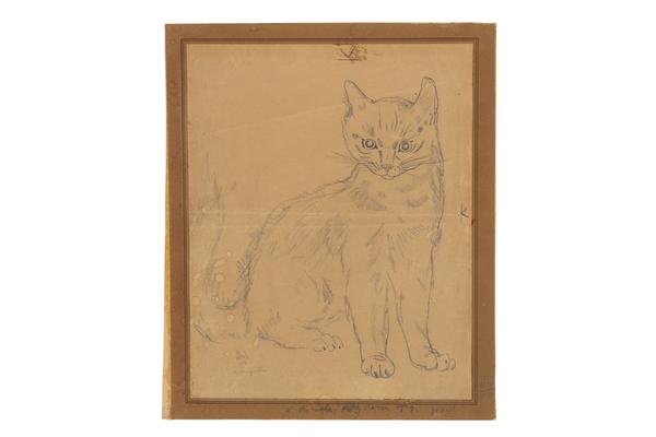 Léonard Tsuguharu Foujita (Japanese-French, 1886-1968) Staring cat, circa 1930 pencil drawing on paper Estimate: $2,000-4,000 