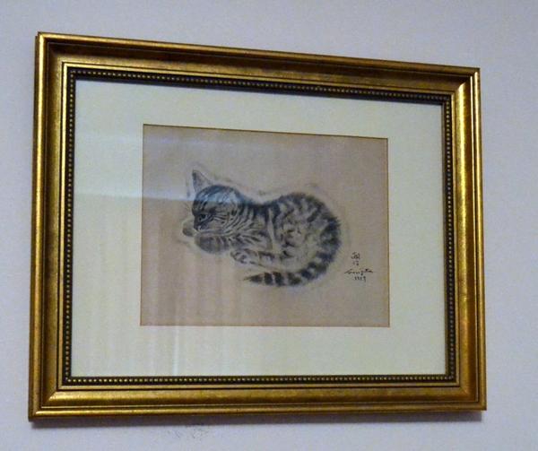 This 1929 cat drawing by Leonard T.  Foujita (1886-1968), signed and dated and framed, will be sold at auction on Saturday, June 27th, in Southport, Fla.