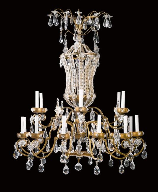 A Pair of French Neoclassical Style Gilt-Metal Eighteen-Light Chandeliers