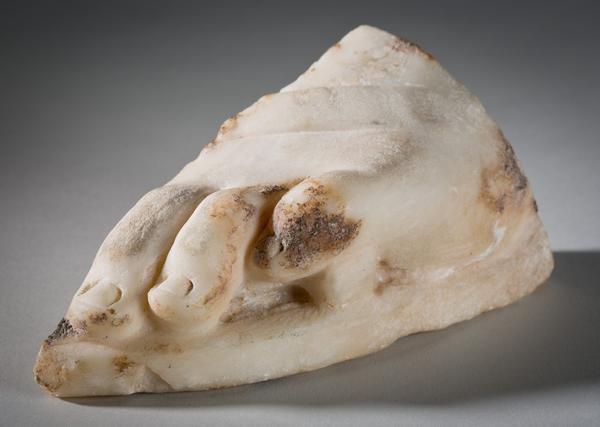 Greek, Fragment of Foot, 4th century.  Marble, Gift of Harriet W.  Allen (Class of 1924) 1952.9.b.  Guggenbichler, Johann Meinrad (Austrian) (b.  1649, Einsiedeln, Switzerland – d.  1723, Mondsee, Austria), Angel (from the Parish Church of St.  Wolfgang, Austria), 1706 Polychromed wood with and gilding overall: 15 7/8 in.  x 7 1/4 in.  (40.3 cm x 18.4 cm) Gift of Professor and Mrs.  John McAndrew 1956.25 