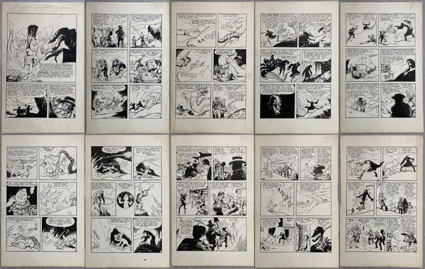 Complete ten-page, unpublished story by Frank Frazetta titled Snowman that’s expected to bring $30,000-$50,000.  Many of Frazetta’s comic pages sell for $15,000-$30,000.