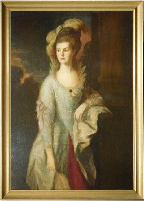 Study attributed to Thomas Gainsborough (1727-1788), for perhaps the renowned English painter’s most intricate and recognizable composition – The Honourable Mrs.  Graham.